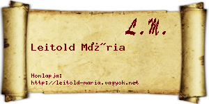 Leitold Mária névjegykártya